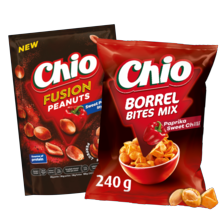 Chio fusion peanuts, borrelbites, partymix of oven sticks